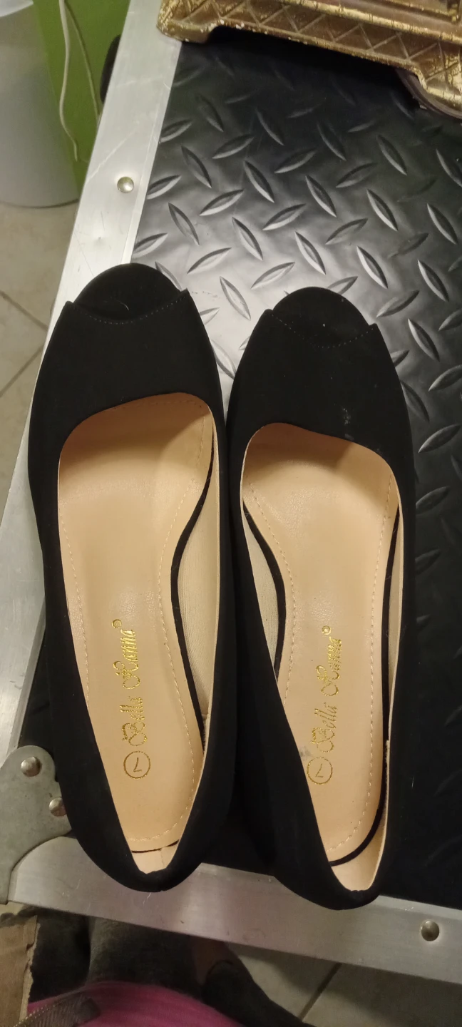 Bella Canna Women's Black Peep-Toe Wedge Heels - Size 7 - photo 5
