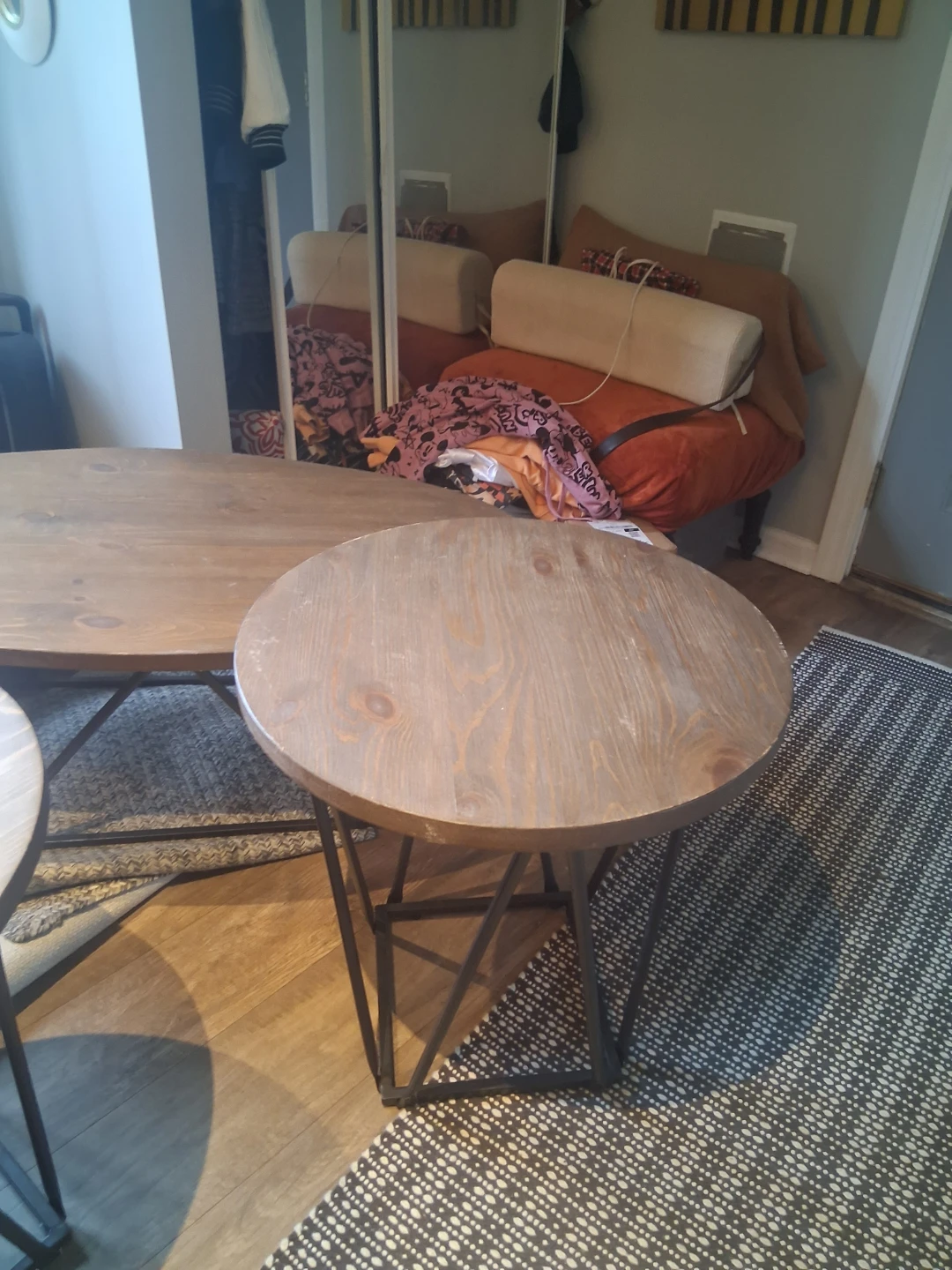 Round Wood Coffee Table Set - photo 2