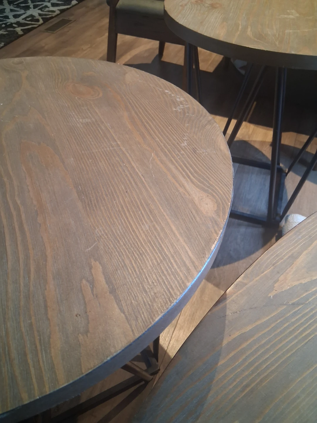 Round Wood Coffee Table Set - photo 4