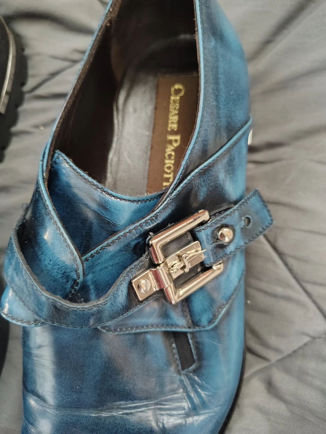 Cesare Paciotti Blue Leather Double Monk Strap Shoes - photo 2