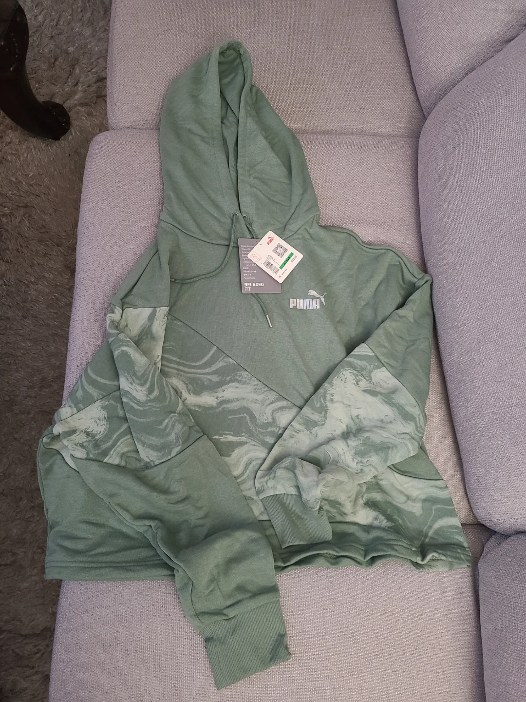Puma Relaxed Fit Hoodie - Green, large size - photo 2