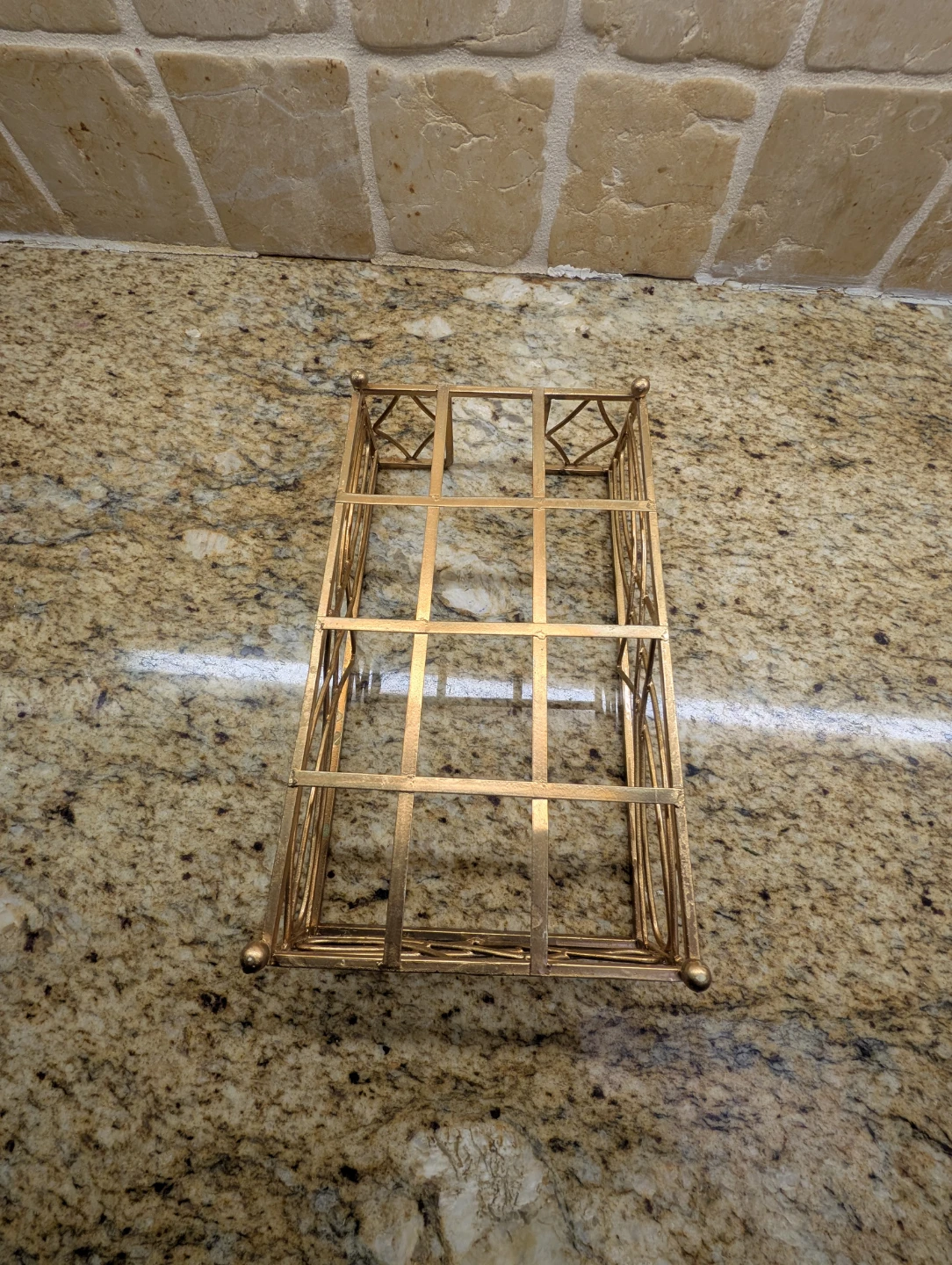 Gold Metal Wire Fruit Basket Holder