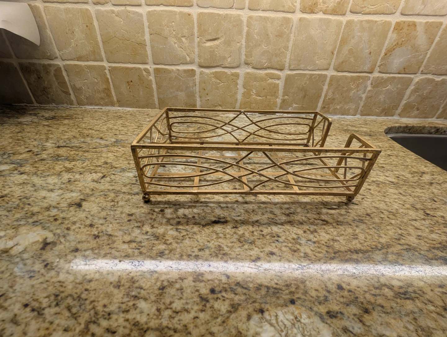 Gold Metal Wire Fruit Basket Holder - photo 3