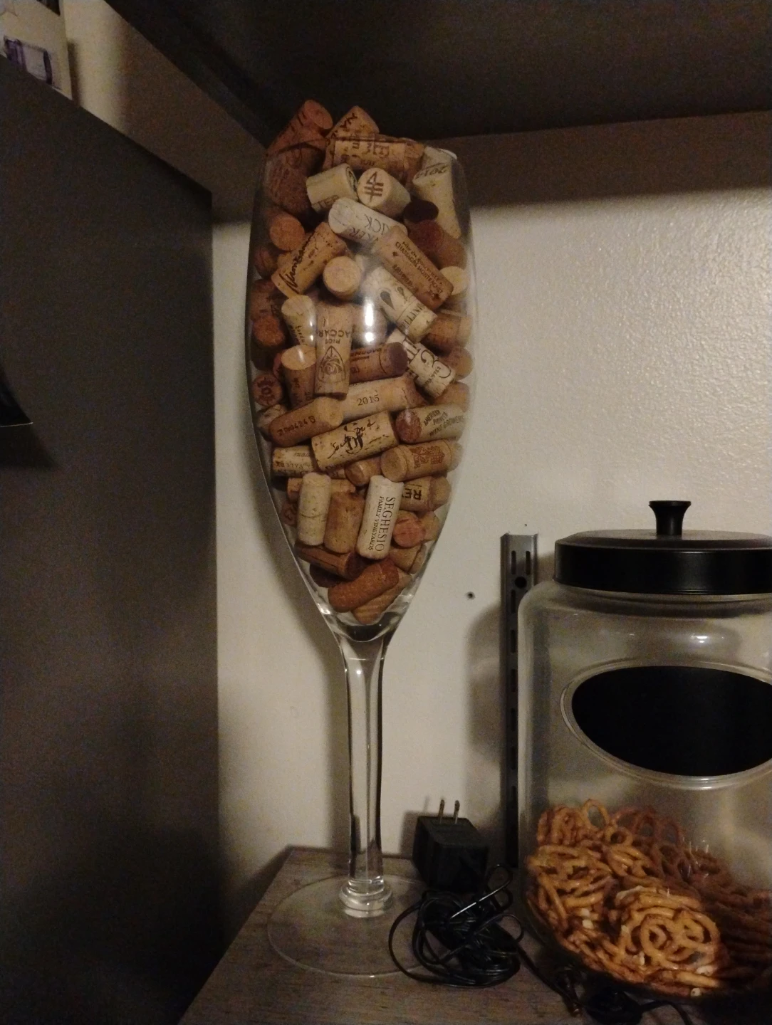 Large Decorative Wine Glass Filled with Corks