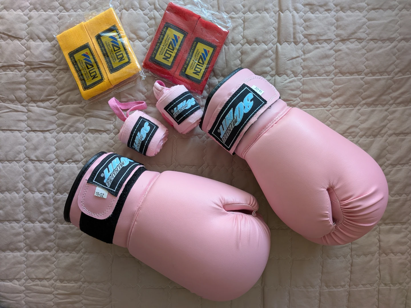 30MinHit Pink Boxing Gloves with Hand Wraps 🏆