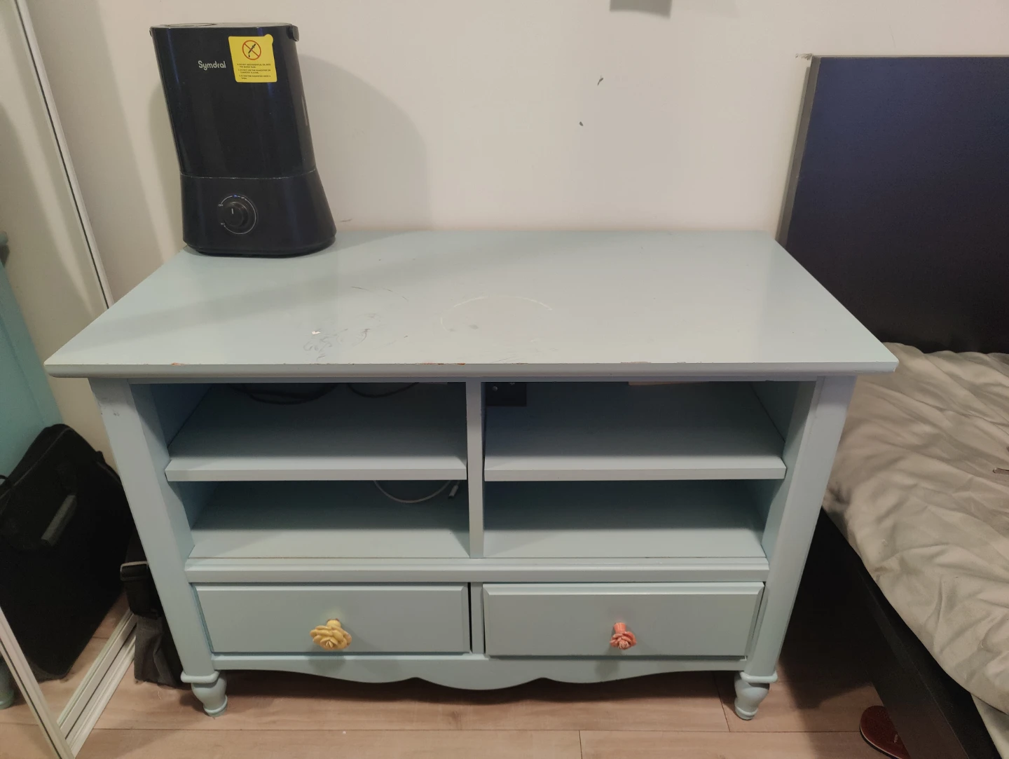 Light Blue dresser with Shelves and Drawers