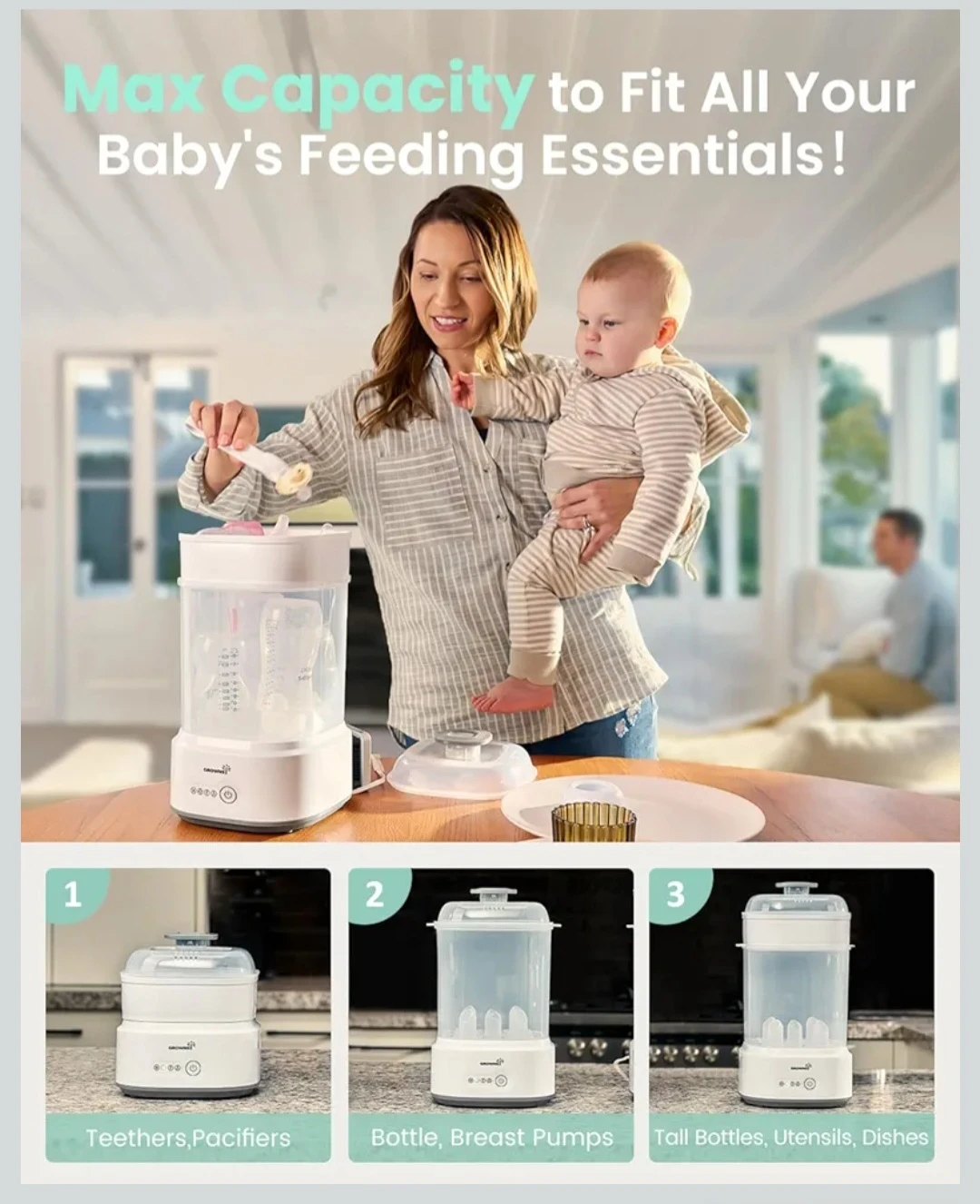 Bottle Sterilizer and Dryer, Compact Baby Bottle ... - photo 5