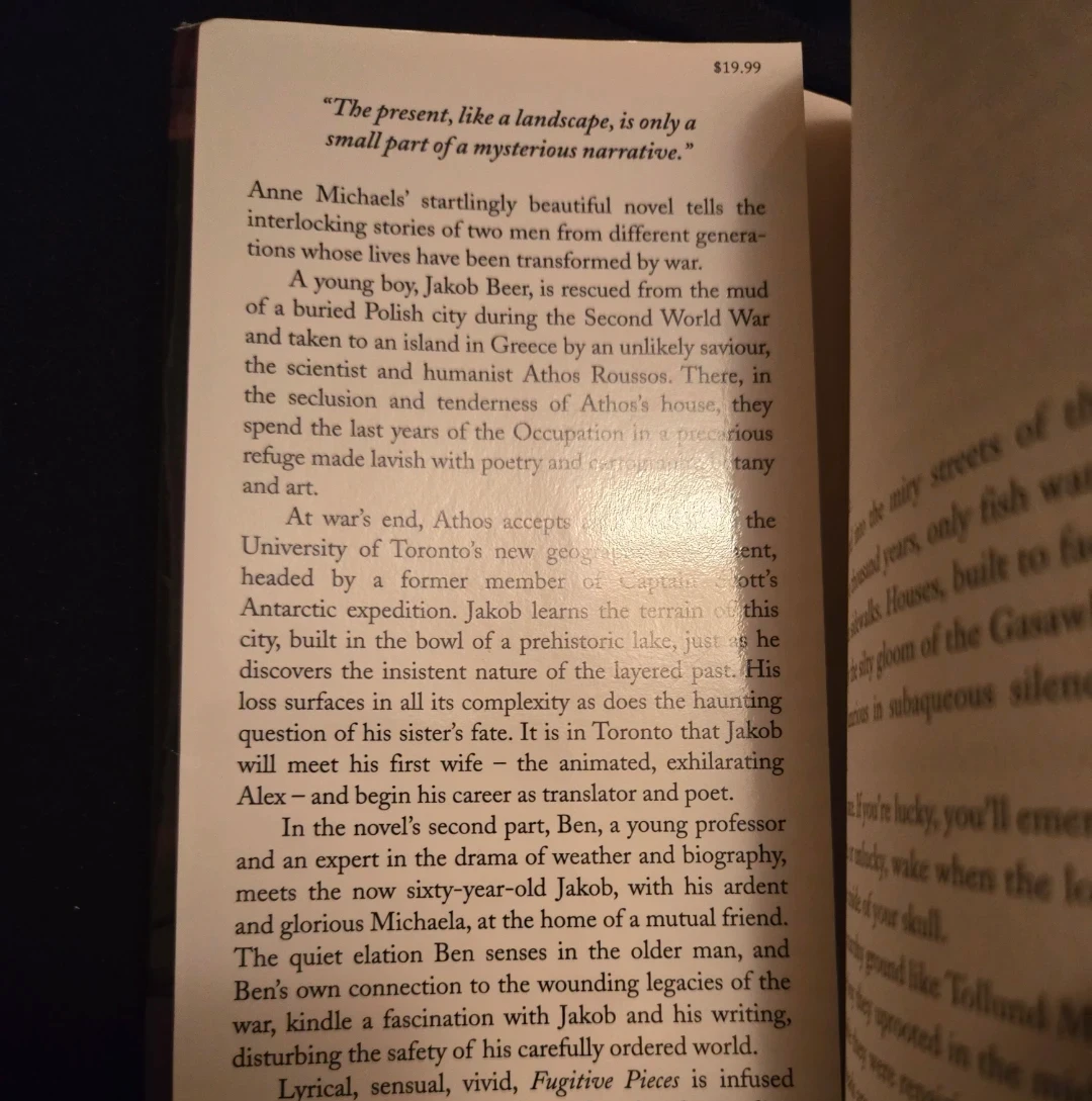 Book: Fugitive Pieces by Anne Michaels Novel - photo 3