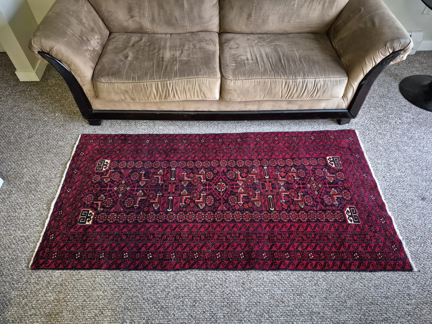 Handmade Persian Rug Runner 78” x 39.5” (Red Tribal Pattern)