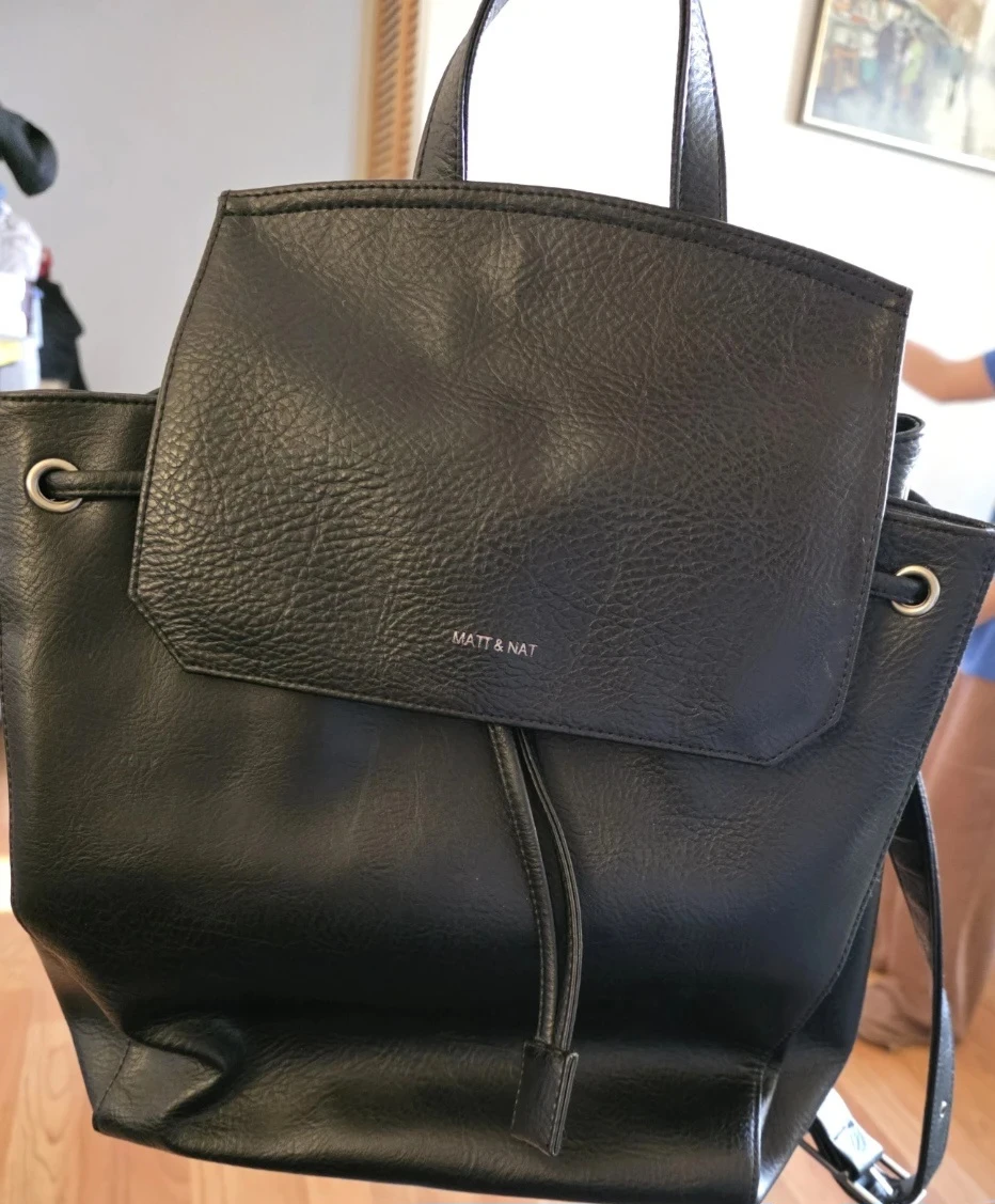 Matt & Nat Black Faux Leather Backpack