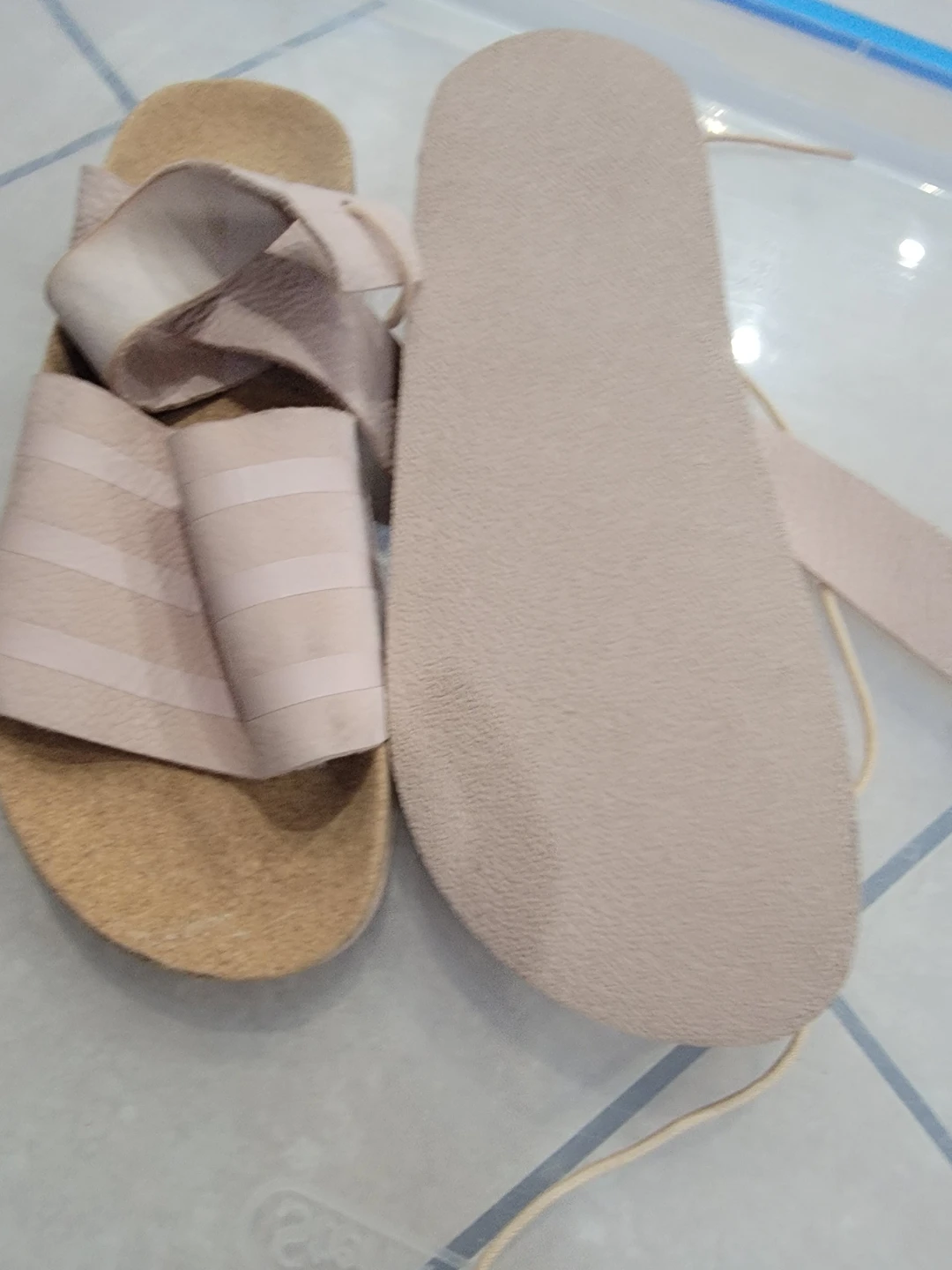 Pink Suede & Cork Strappy Sandals - photo 2