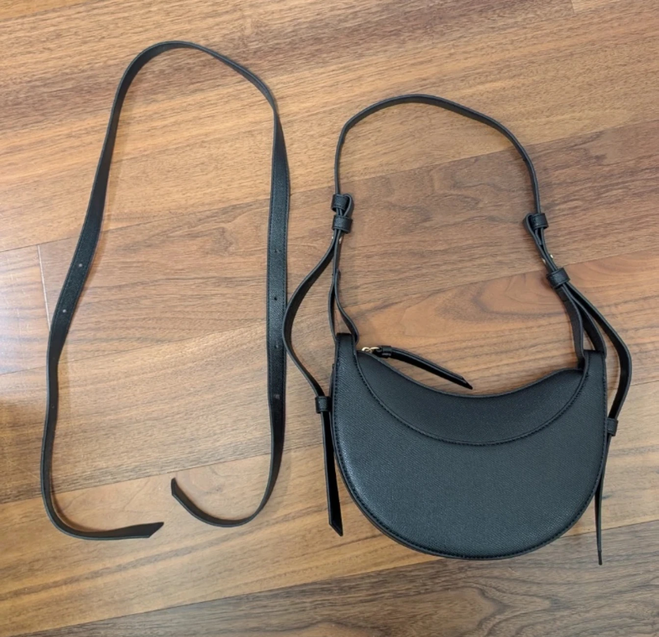 Black Crescent Shoulder Bag with Adjustable Strap - photo 3