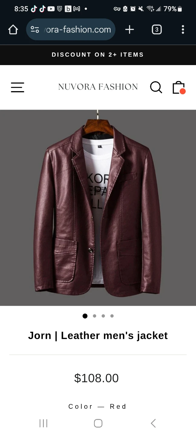faux Leather Men's Jacket - burgundy