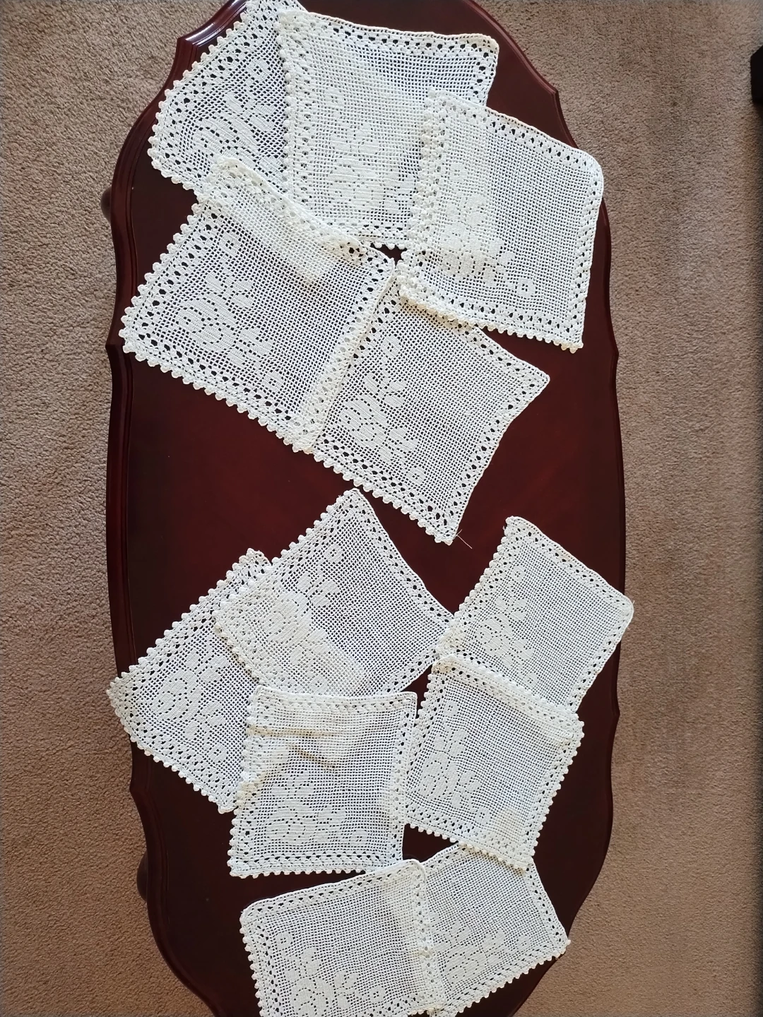Handmade 12 White Crocheted Doilies
