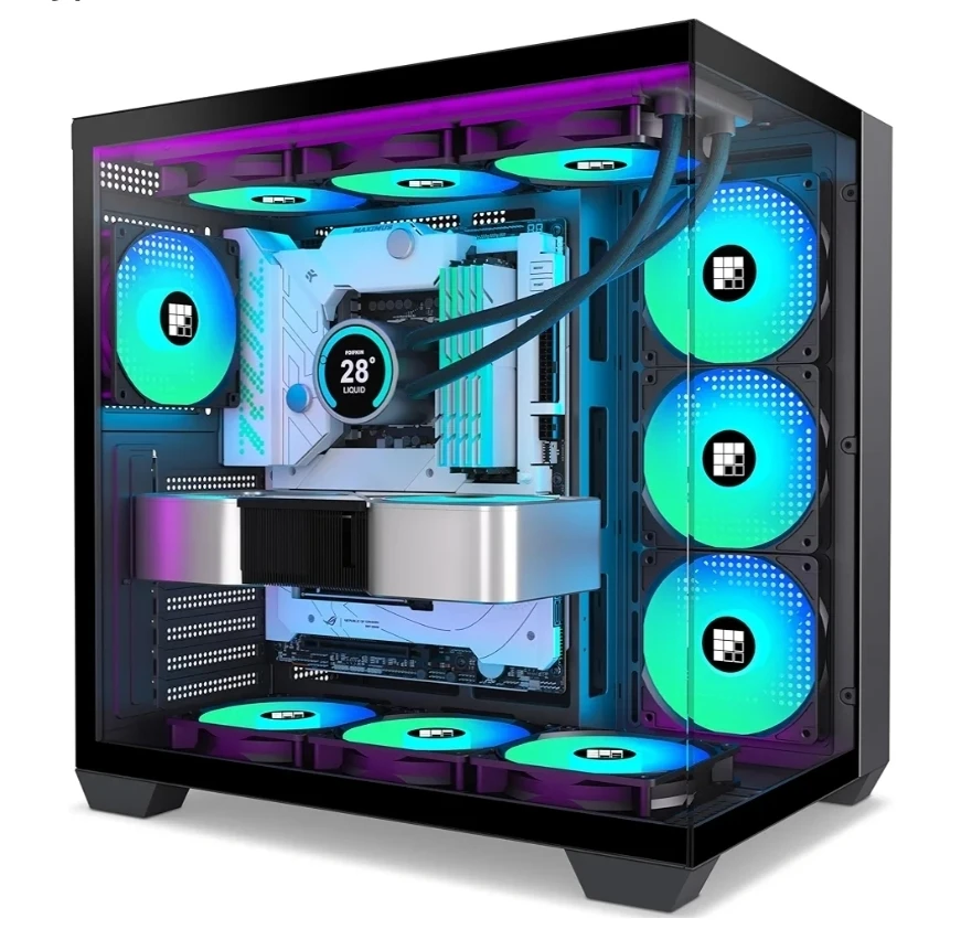 Pre-Installed 7 PWM ARGB Fan, ATX Mid-Tower Gaming PC Case - photo 2