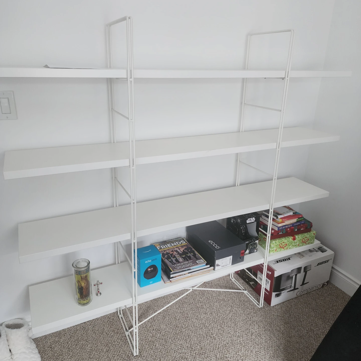 White Metal Wall Shelf Unit