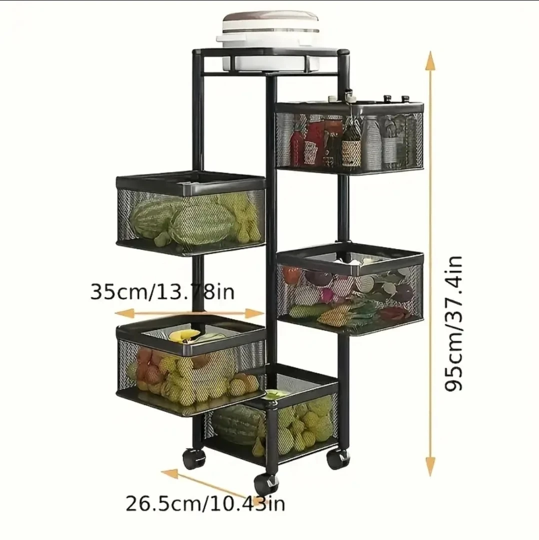 Brand new in box - Black 360 Rotating Kitchen Storage Cart - photo 2