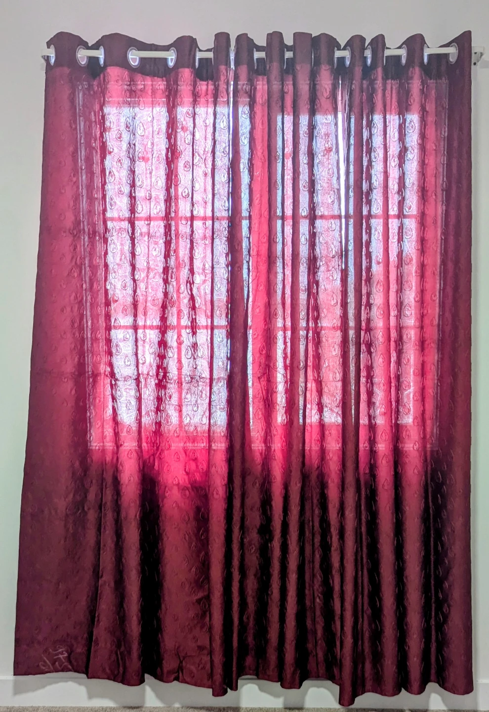 3 Burgundy Textured Curtains - photo 3