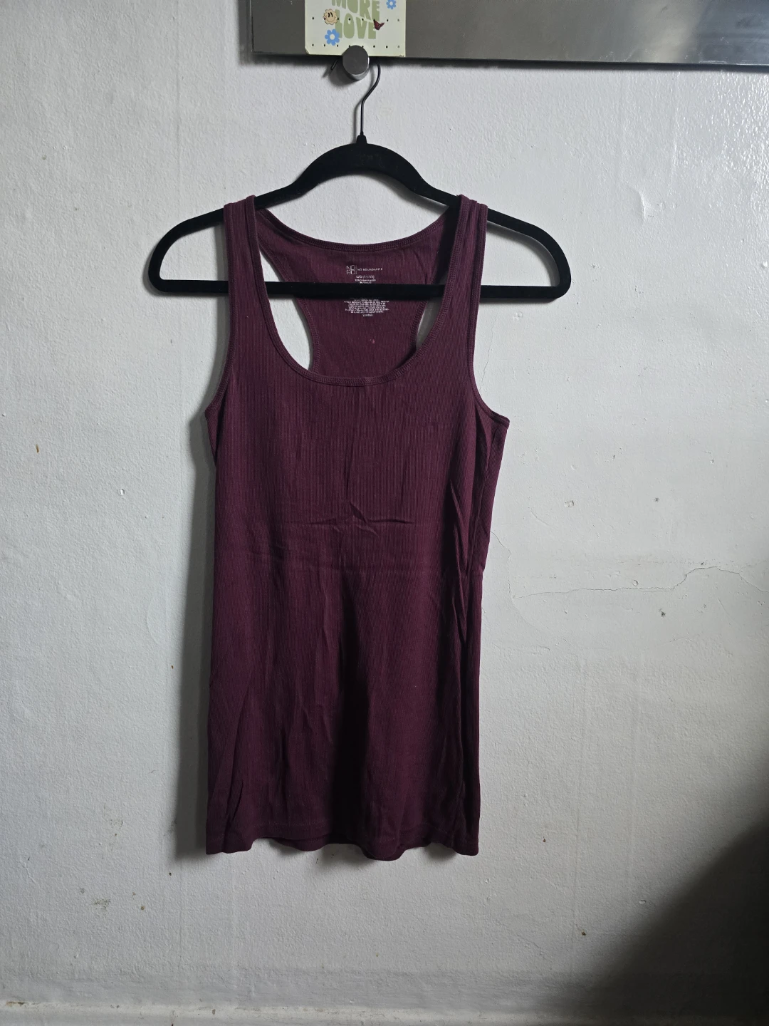 No Boundaries Ribbed Racerback Tank Top Burgundy L/G