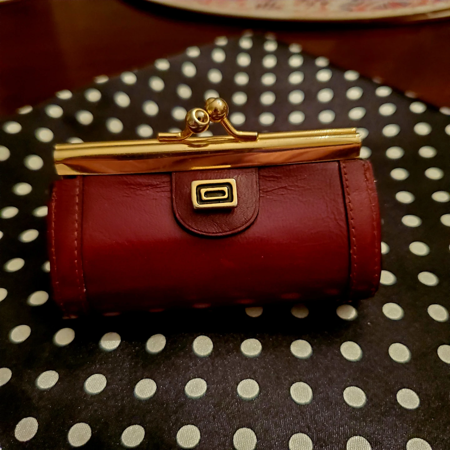 Vintage 1960 Etienne Aigner Oxblood Leather Coin Purse Italy