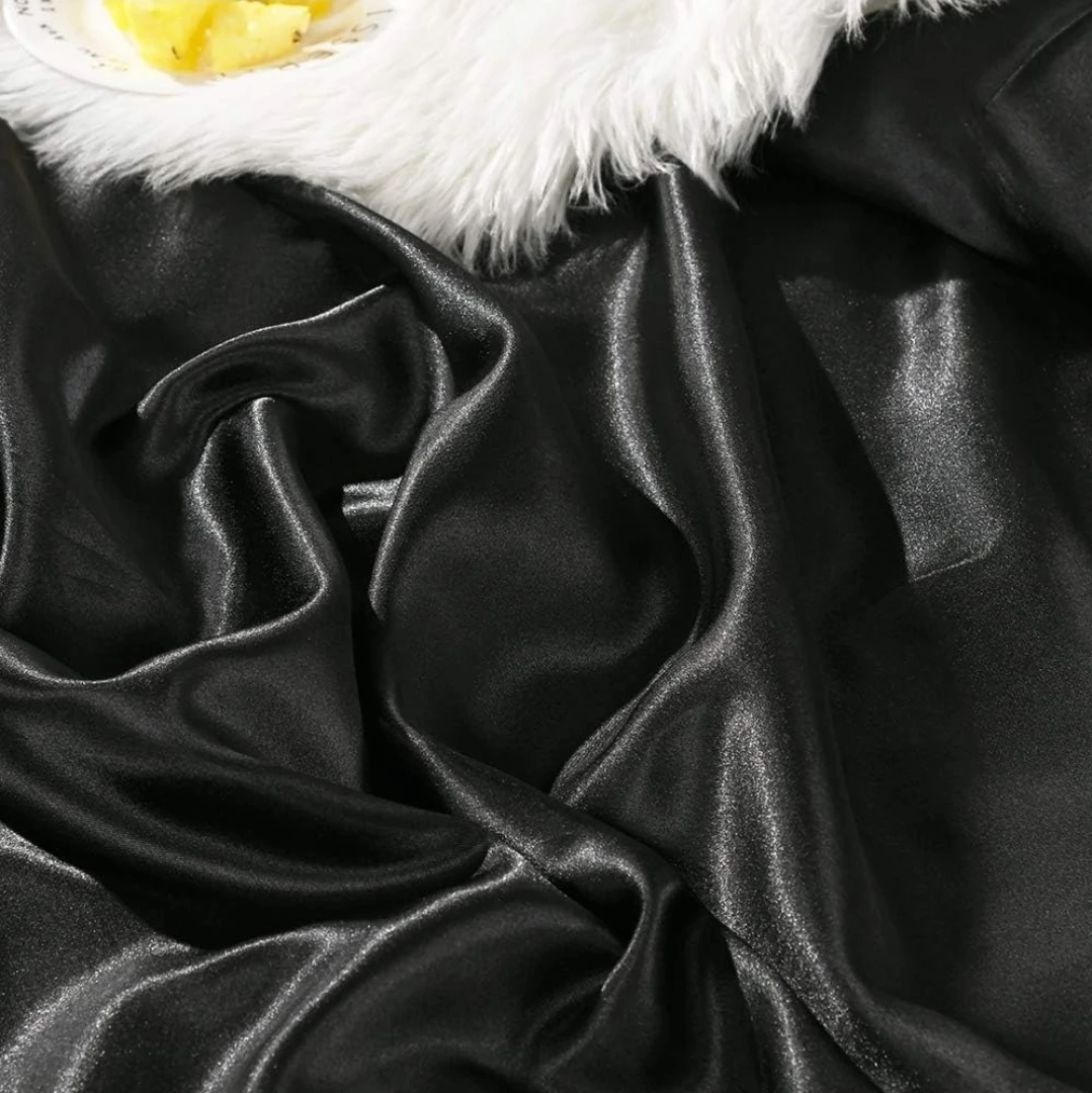 Erosebridal Black Satin-Like Duvet Cover Set Twin | 2-Piece - photo 4