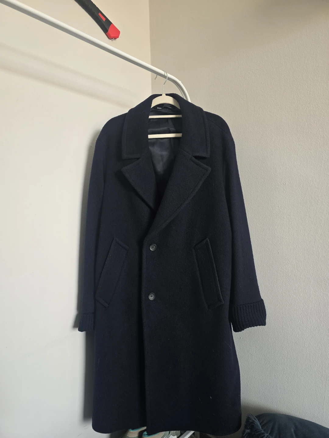 Zara Men's Wool Blend Overcoat- Blue