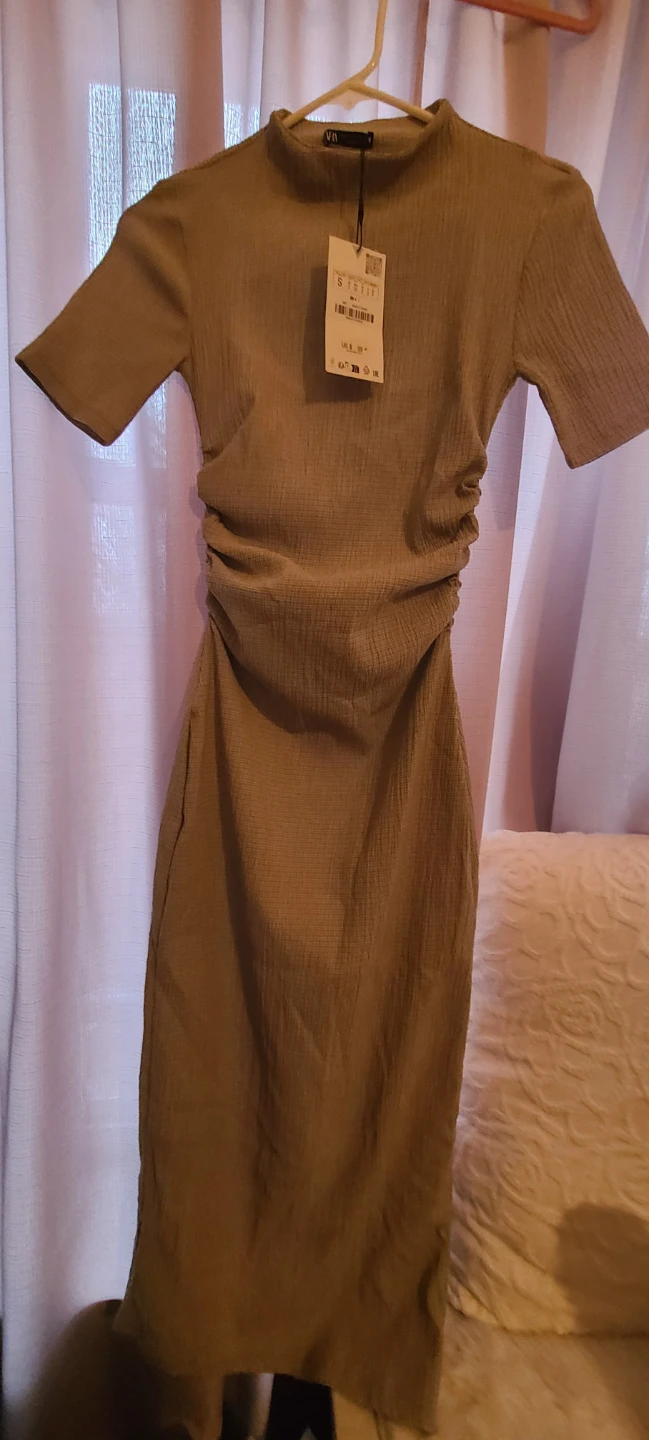 Zara Ruched Mock Neck Dress - Size S - photo 3