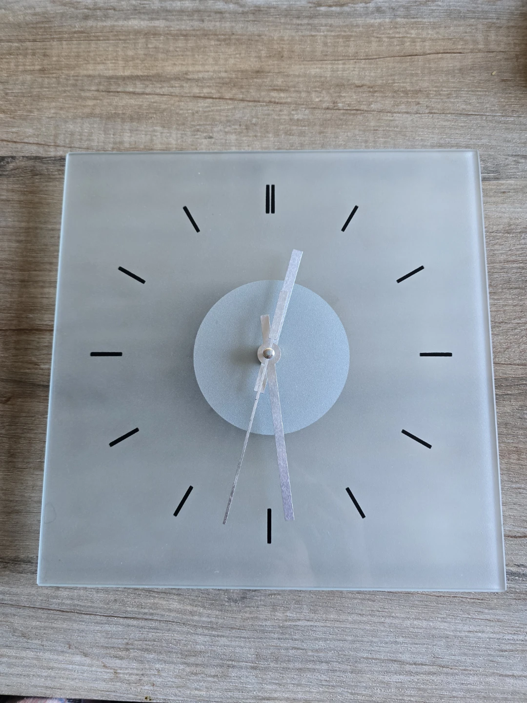 IKEA SKOJ MODERN SQUARE WALL CLOCK 11"x11" CLEAR GLASS SILVER
