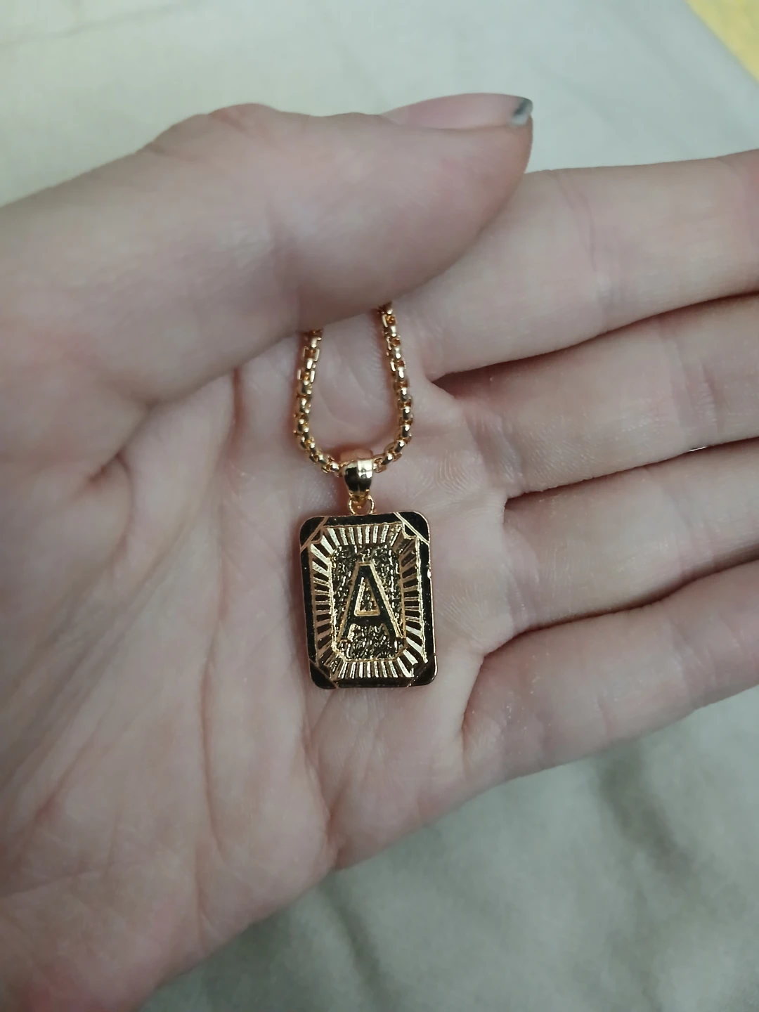 18K Gold Plated Zinc Alloy Letter A Pendant Necklace