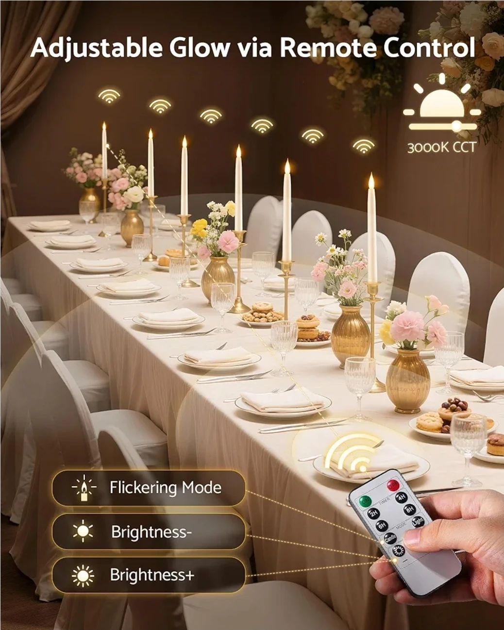 6-Pack 10.5" Flameless Taper Candles with Remote - photo 4