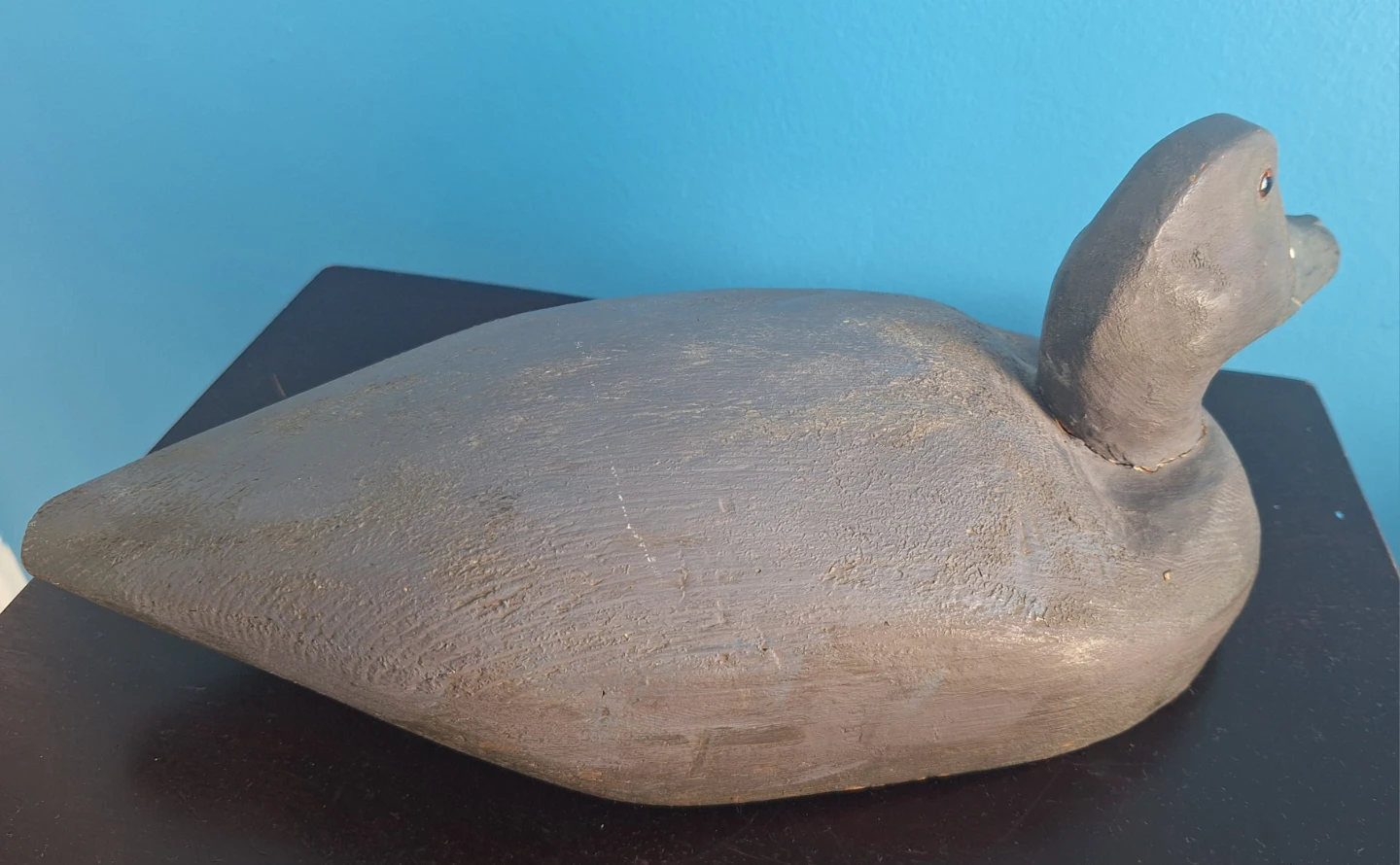 Antique early 1900s hand-carved black duck decoy - photo 3