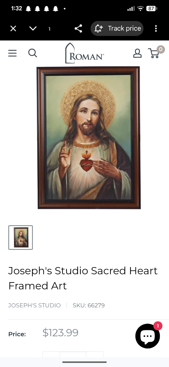Religious Art Sacred Heart Immaculate Heart of Mary Framed - photo 4