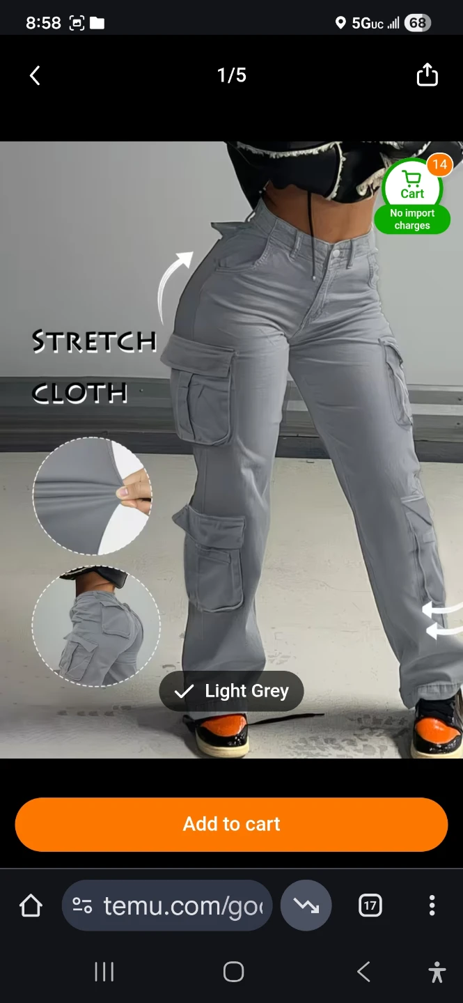 Women's Cargo Pants - Light Grey - photo 4