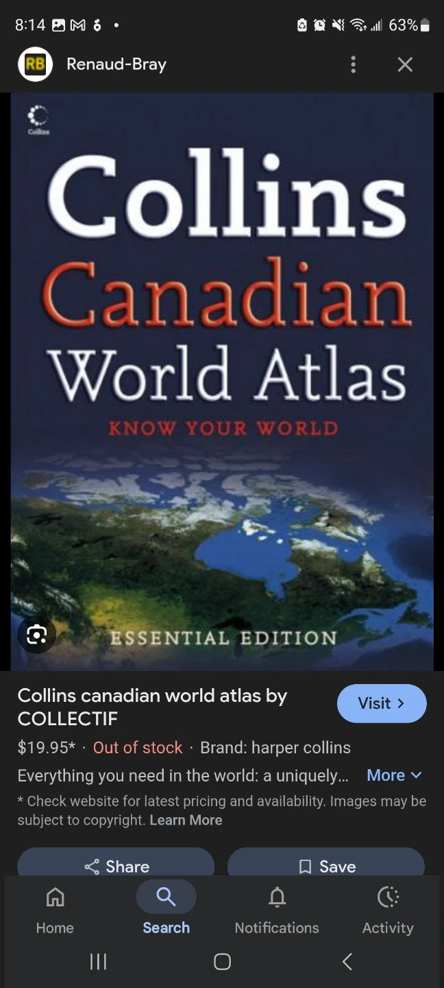 Collins Canadian World Atlas 🥕