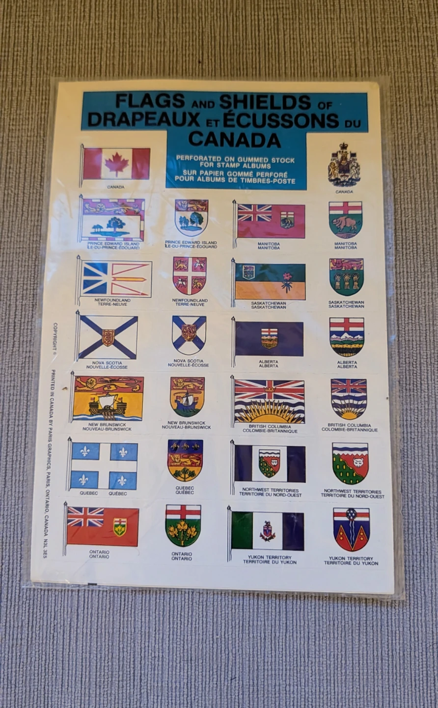 Brand New Flags and Shields of Canada Stamp Stickers