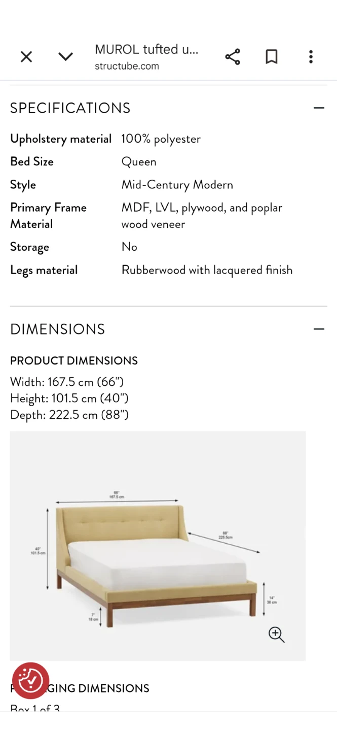 Structube MUROL Queen Bed - Yellow - photo 3