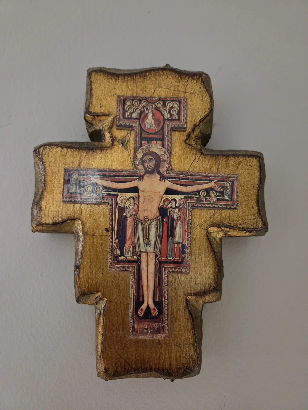 Vintage Wooden Cross Wall Decor (Religious Icon Art)