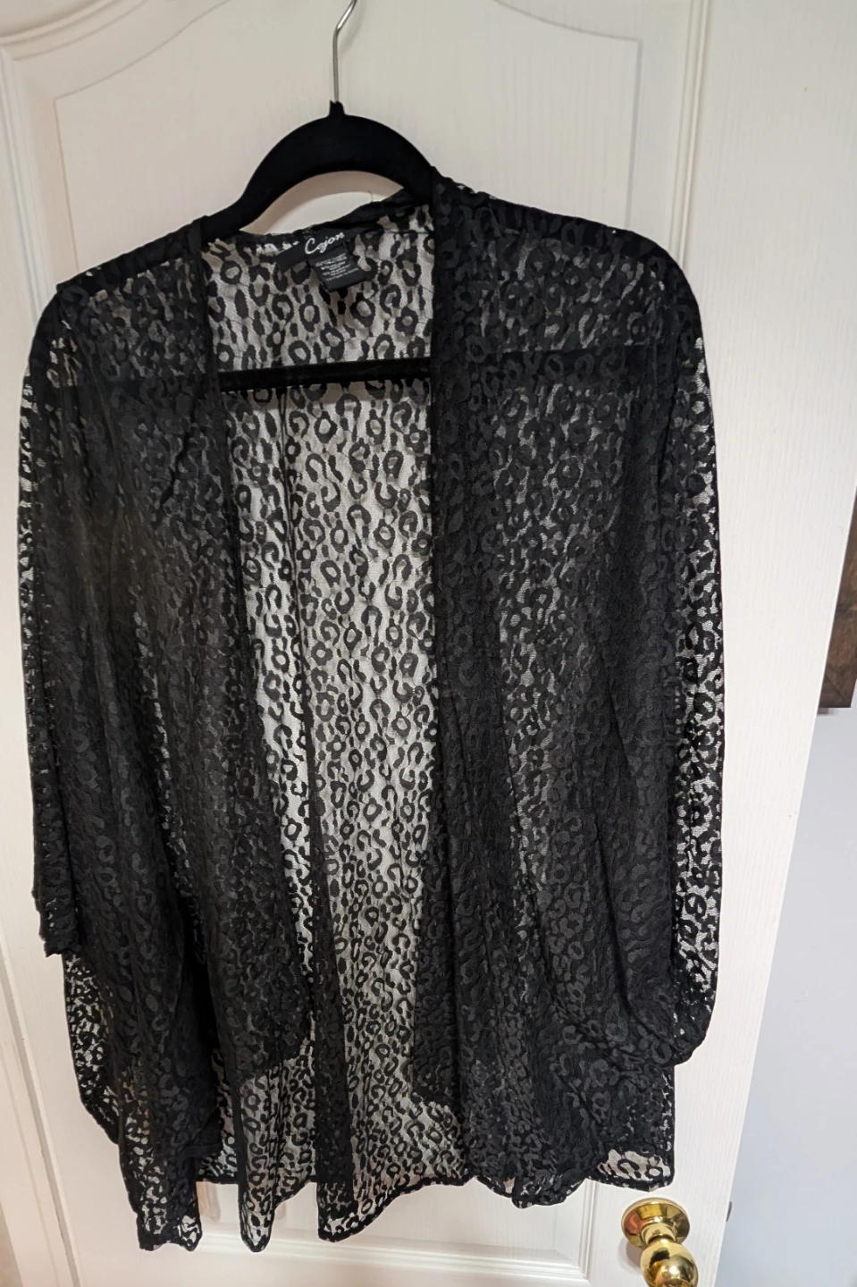 Cejon Leopard Print Sheer Kimono