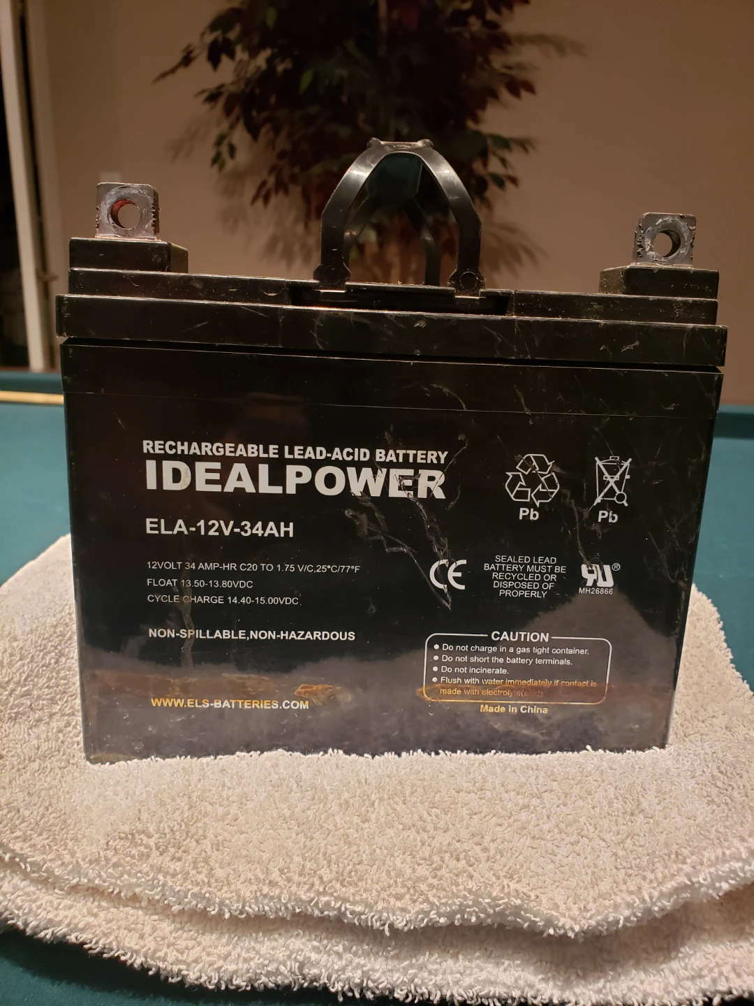 Idealpower 12V 34AH Rechargeable Lead-Acid Battery ELA-12V-34AH