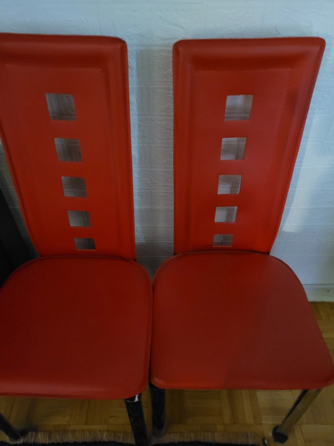 Set of 2 Red leather Dining Chairs $60 each - photo 3