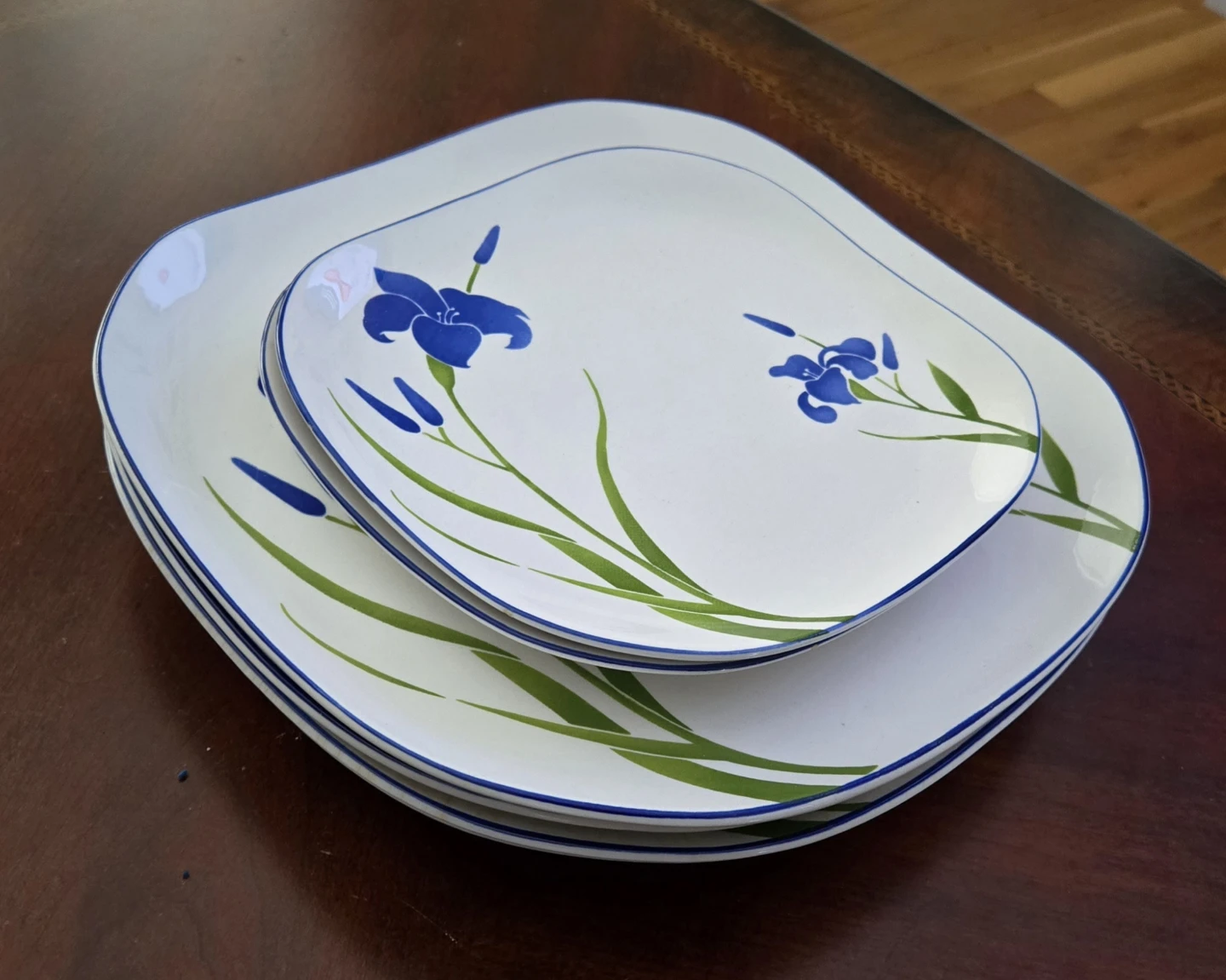 6 Plates Vintage Sango Blue Iris - photo 4
