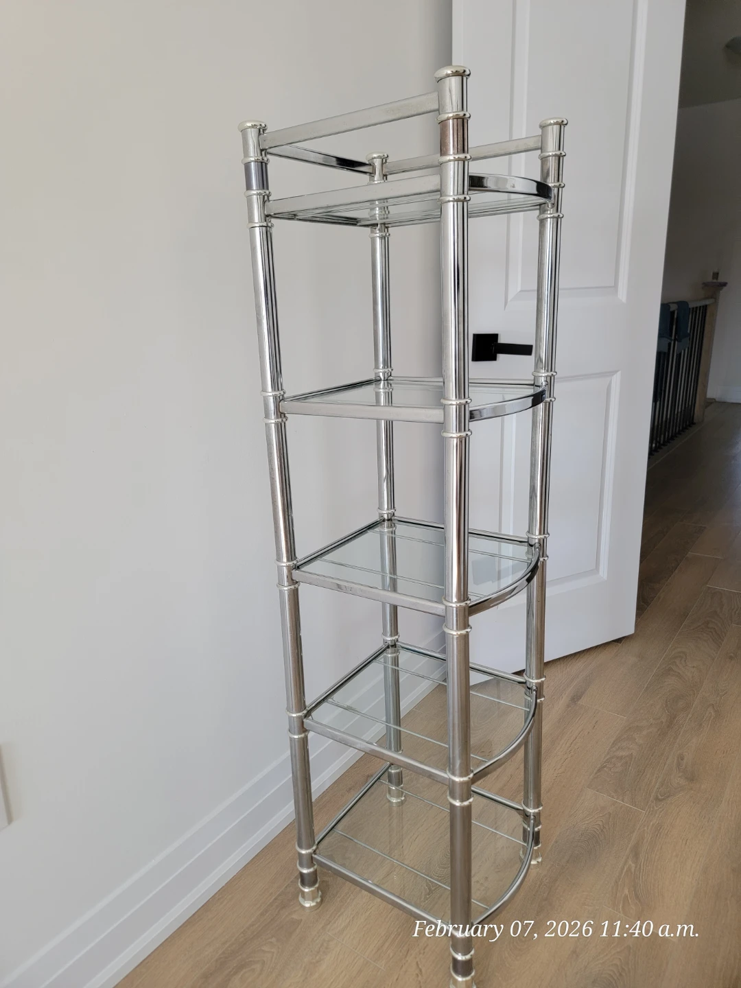 Chrome and Glass 5-Tier Shelf Unit - photo 2