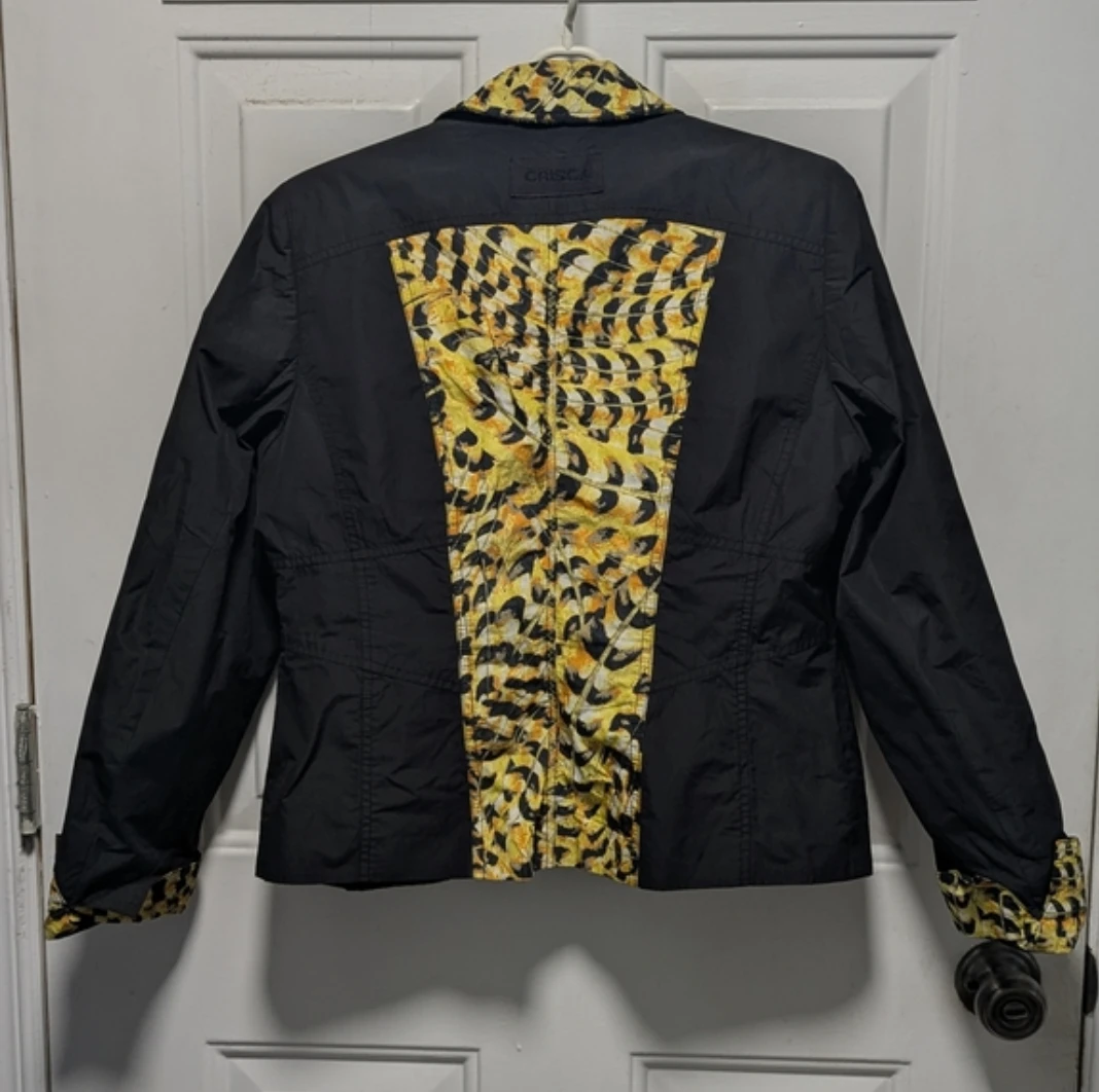 CRISCA Black & Yellow Leopard Print Blazer Jacket - photo 5