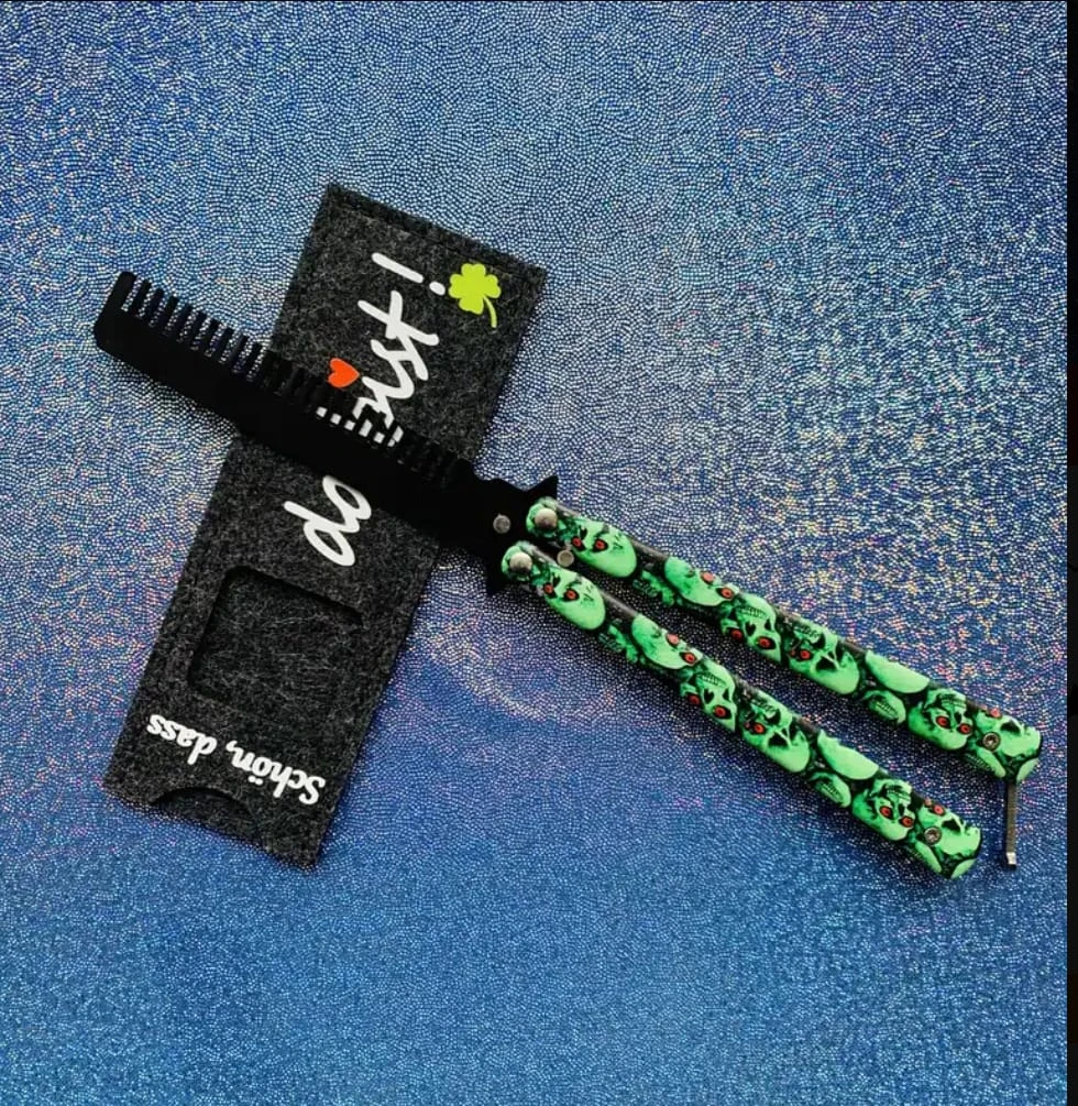 Finger Dancer EDC Folding Comb- Green💀Skull