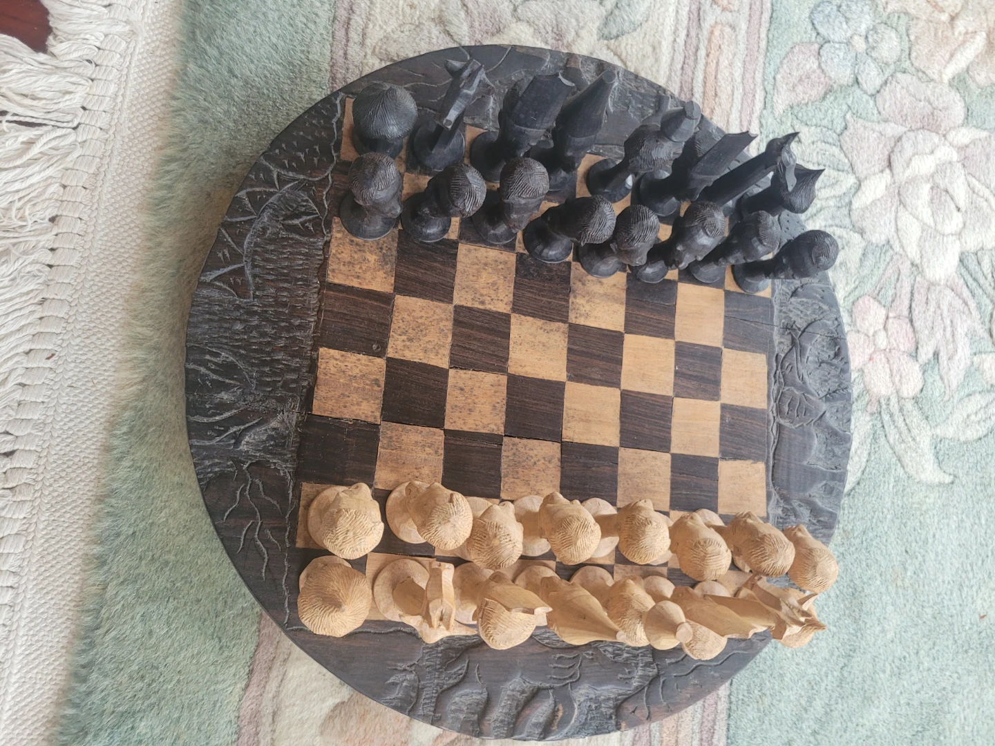 HAND Carved Wooden Chess Set
