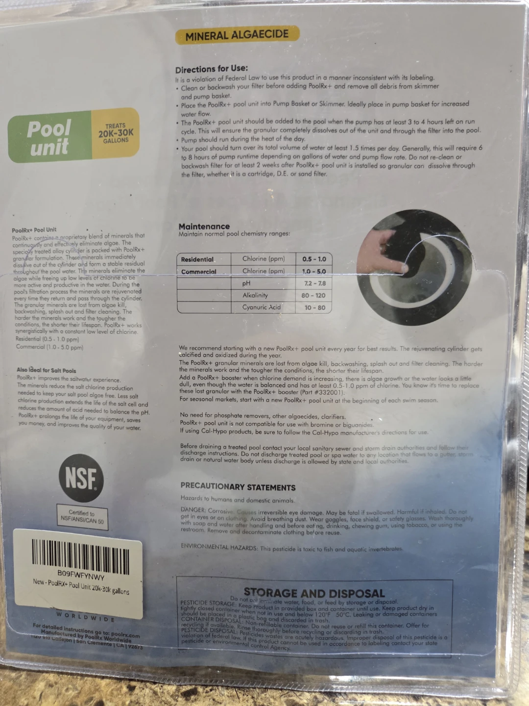 PoolRX+ Pool Unit 20k-30k gallons & Algaecide - photo 2