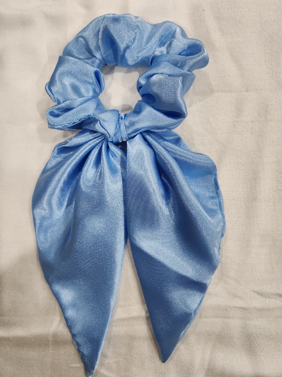 Blue Satin Scrunchie with Bow Tie - photo 3