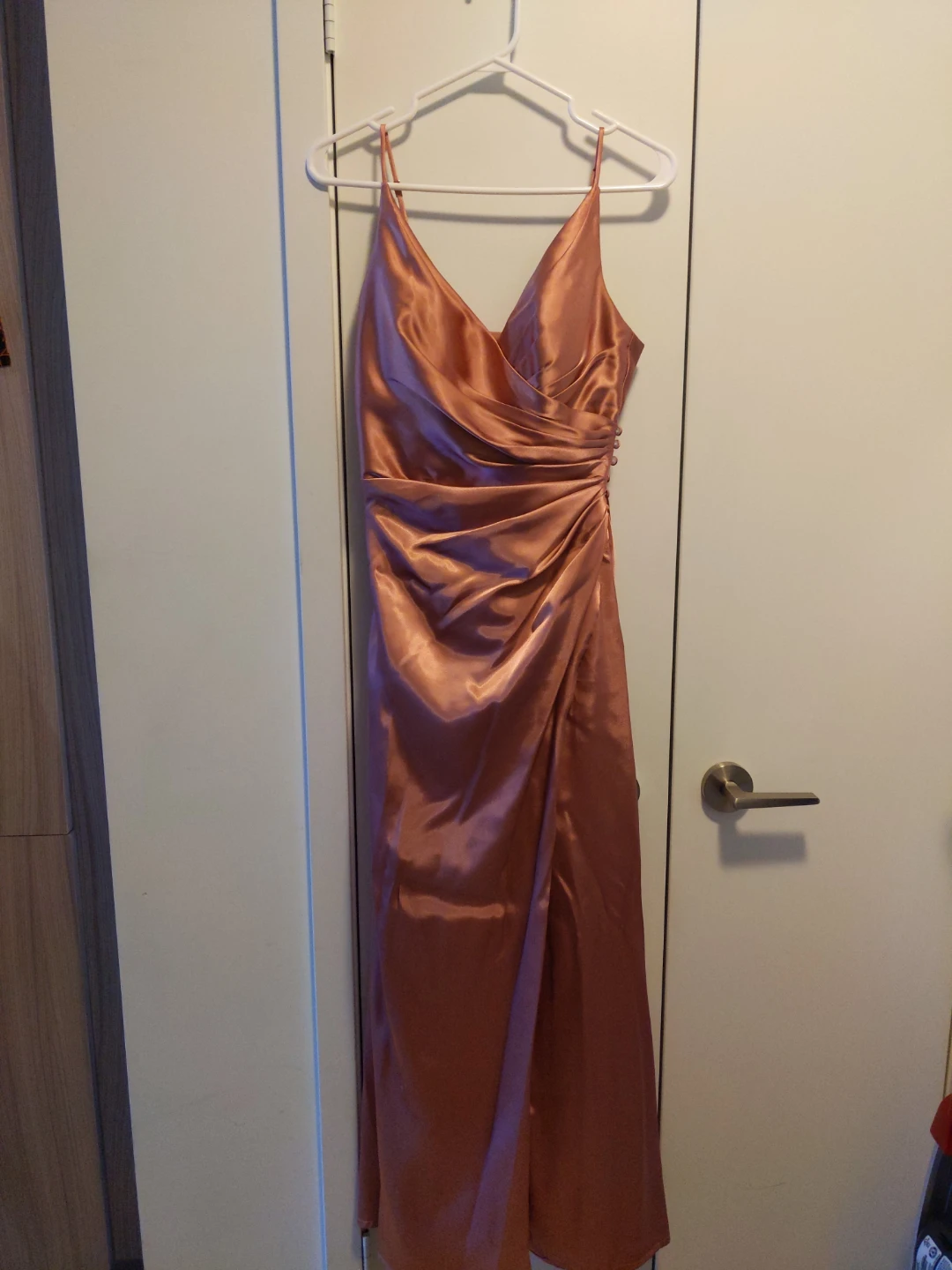 Satin Dress - Rose Gold. Size 4