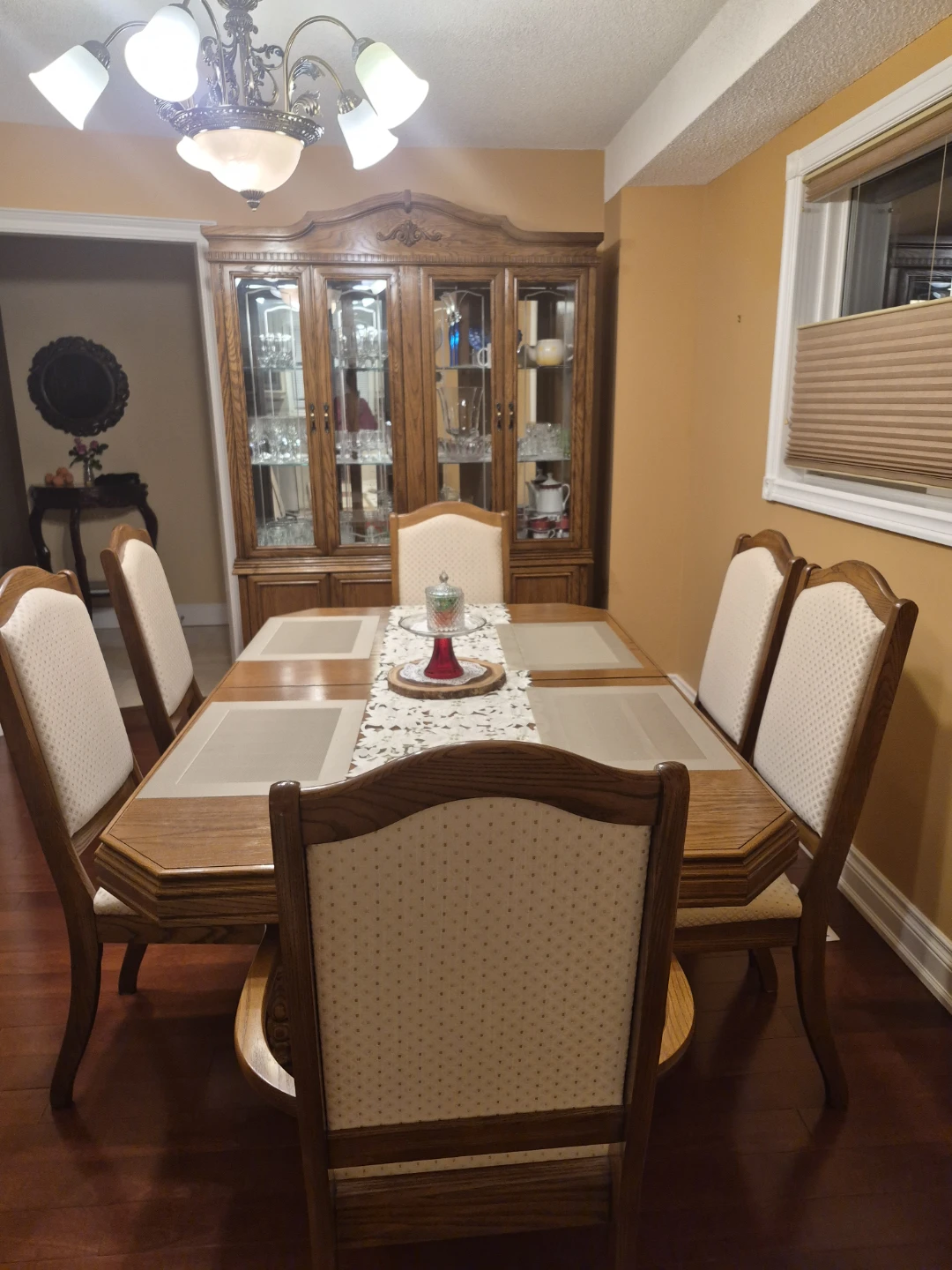 Dining Table and Chairs Set with Hutch