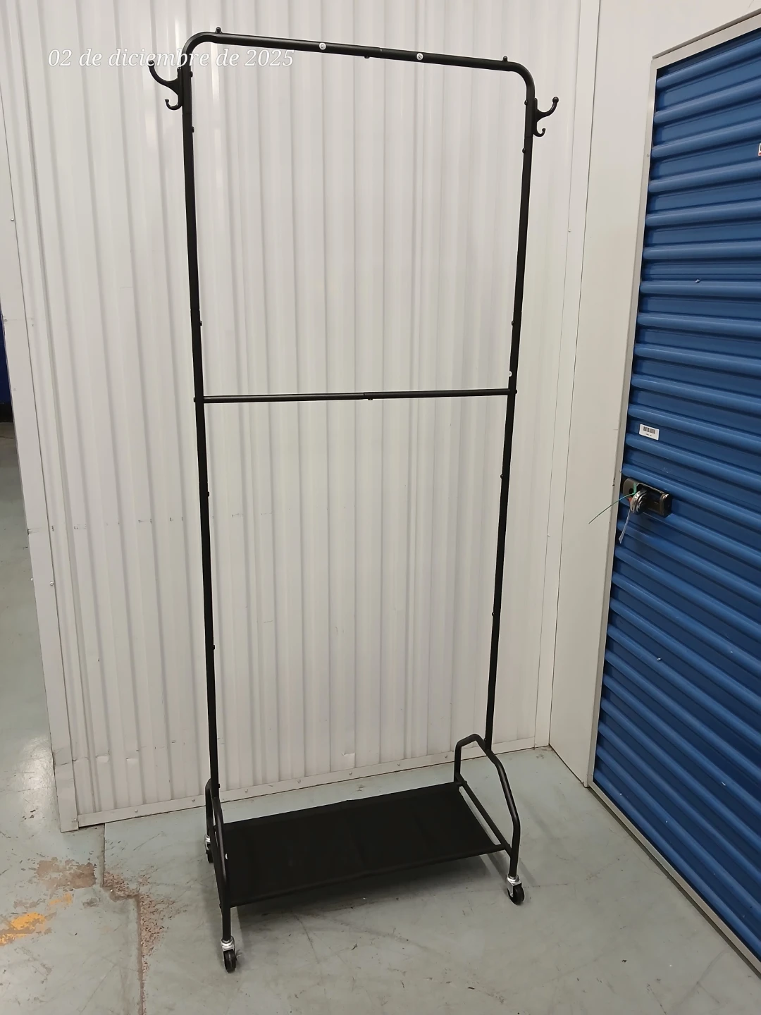 Rolling clothes rack Double Garment Rack bottom shelf